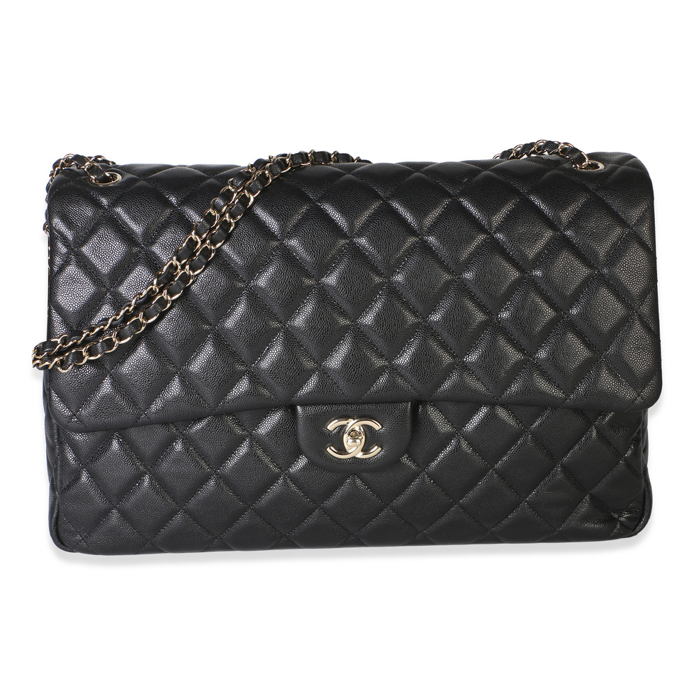 Chanel 24C Black Quilted Caviar Maxi XXL Travel Flap Bag